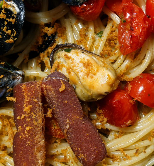 pasta cozze bottarga peperoncino